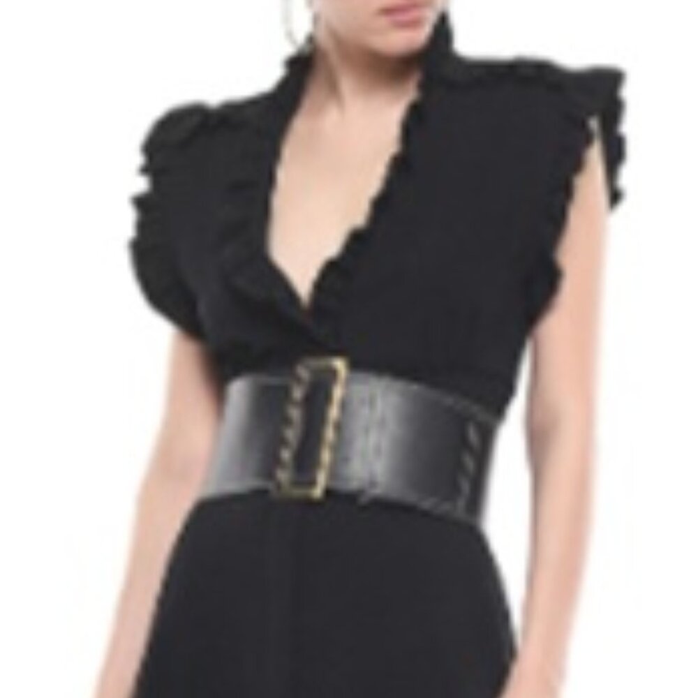 IRO Paris Hurray ruffle trimmed sleeveless black midi long dress
